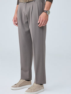 Erkek Baggy Fit Pileli Kumaş Pantolon Vizon 0172DNGR