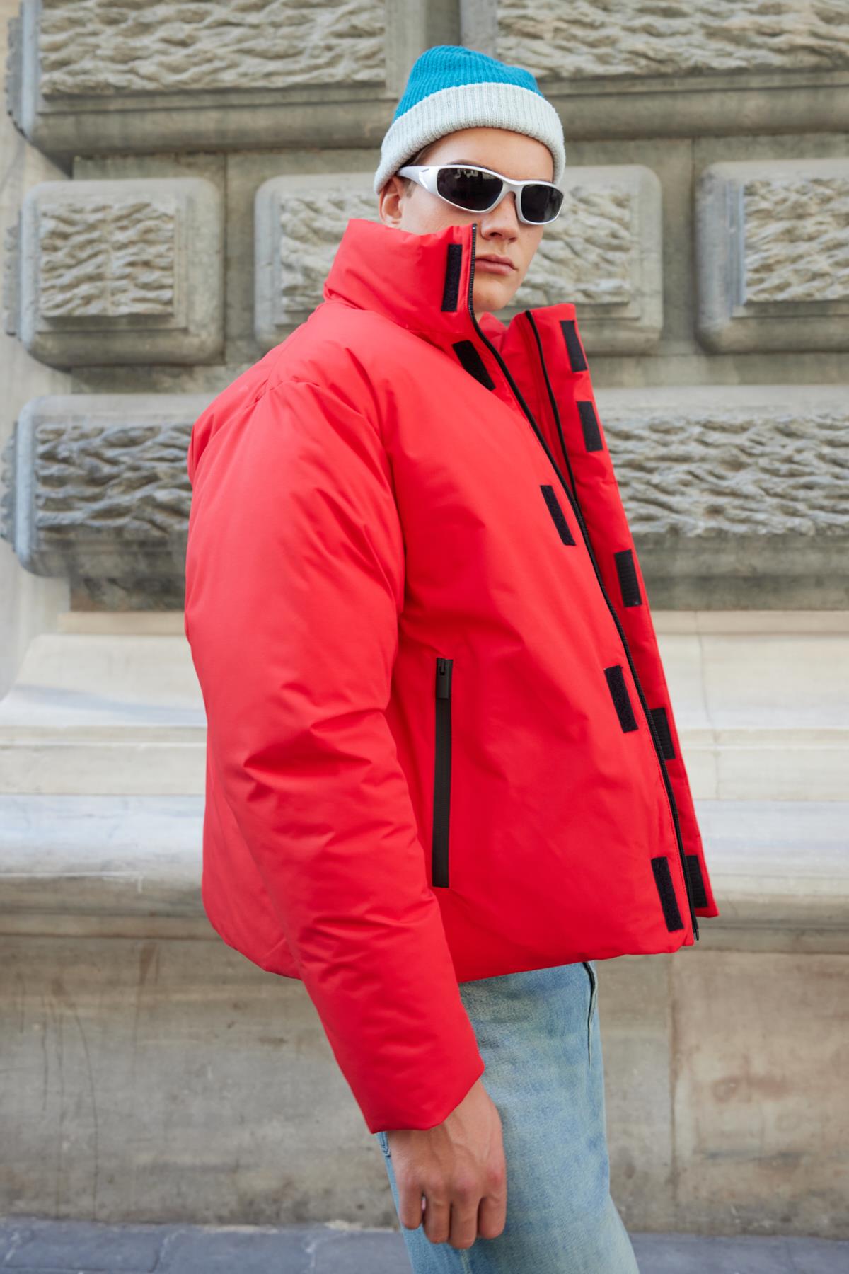 Erkek Oversize Şişme Mont Kırmızı 3637DNGR