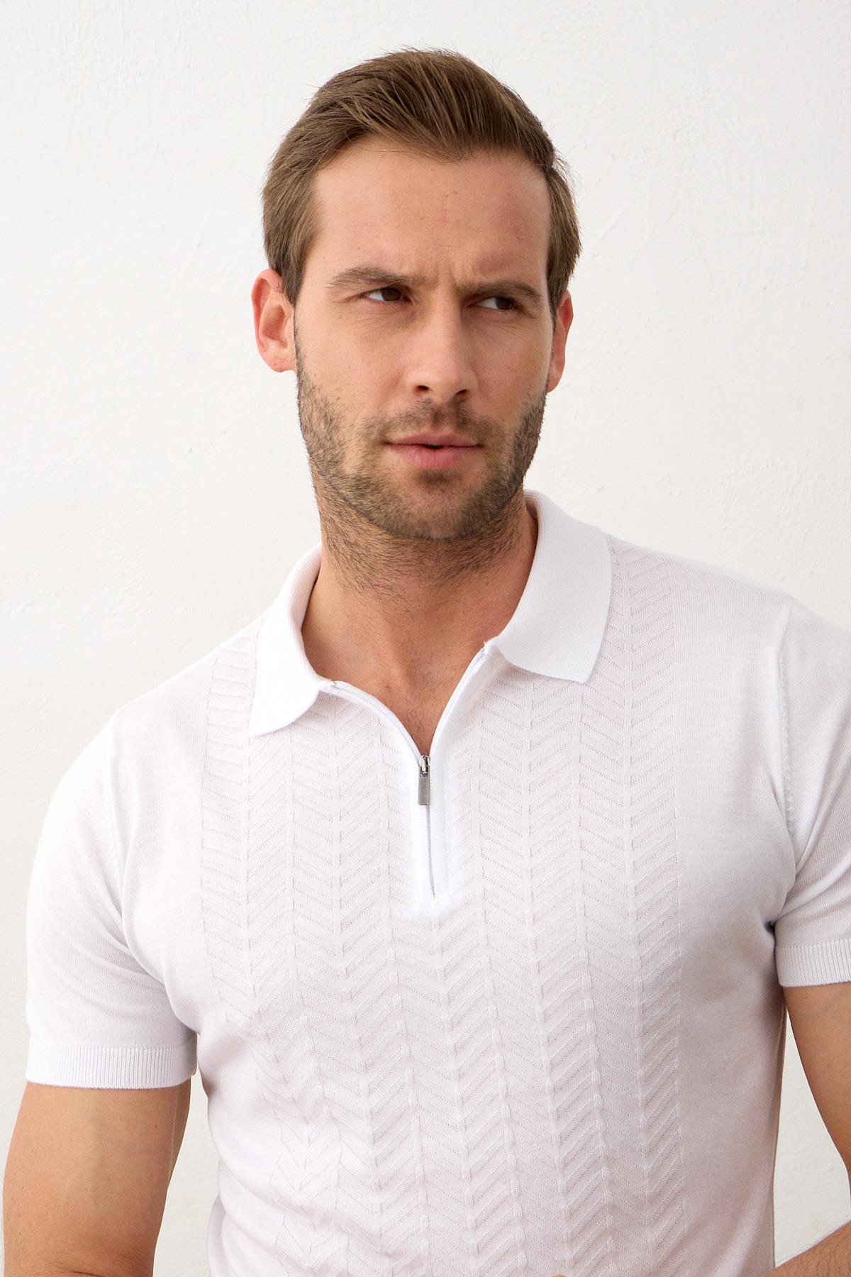 Erkek Slim-Fit Polo Yaka Yazlık Triko T-shirt
Beyaz 5006DNGR