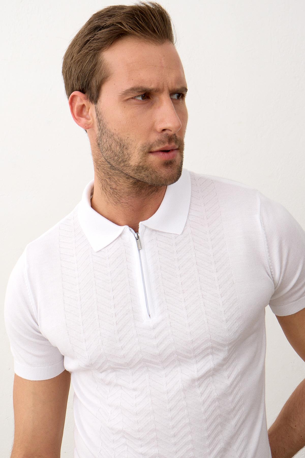 Erkek Slim-Fit Polo Yaka Yazlık Triko T-shirt
Beyaz 5006DNGR