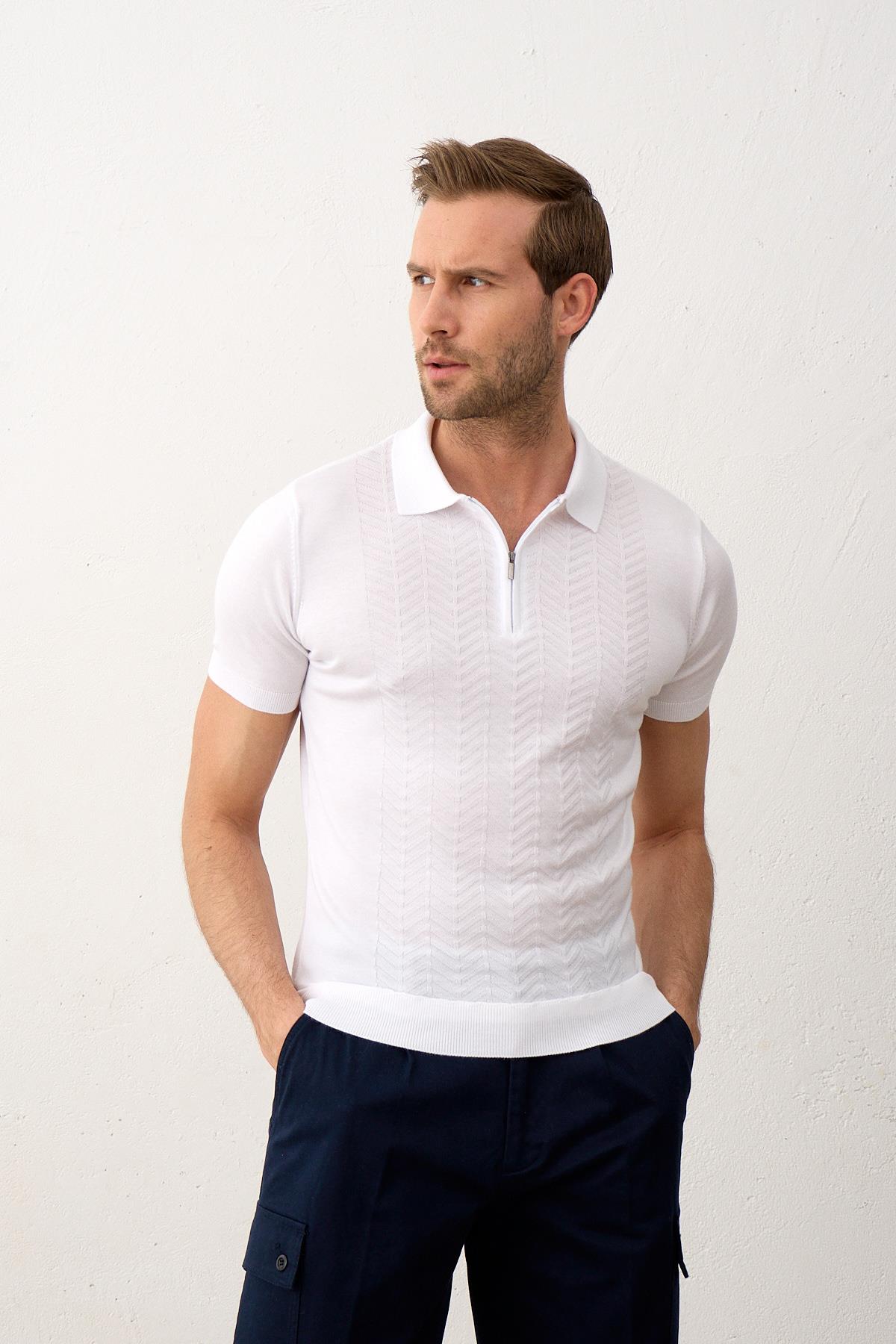Erkek Slim-Fit Polo Yaka Yazlık Triko T-shirt
Beyaz 5006DNGR