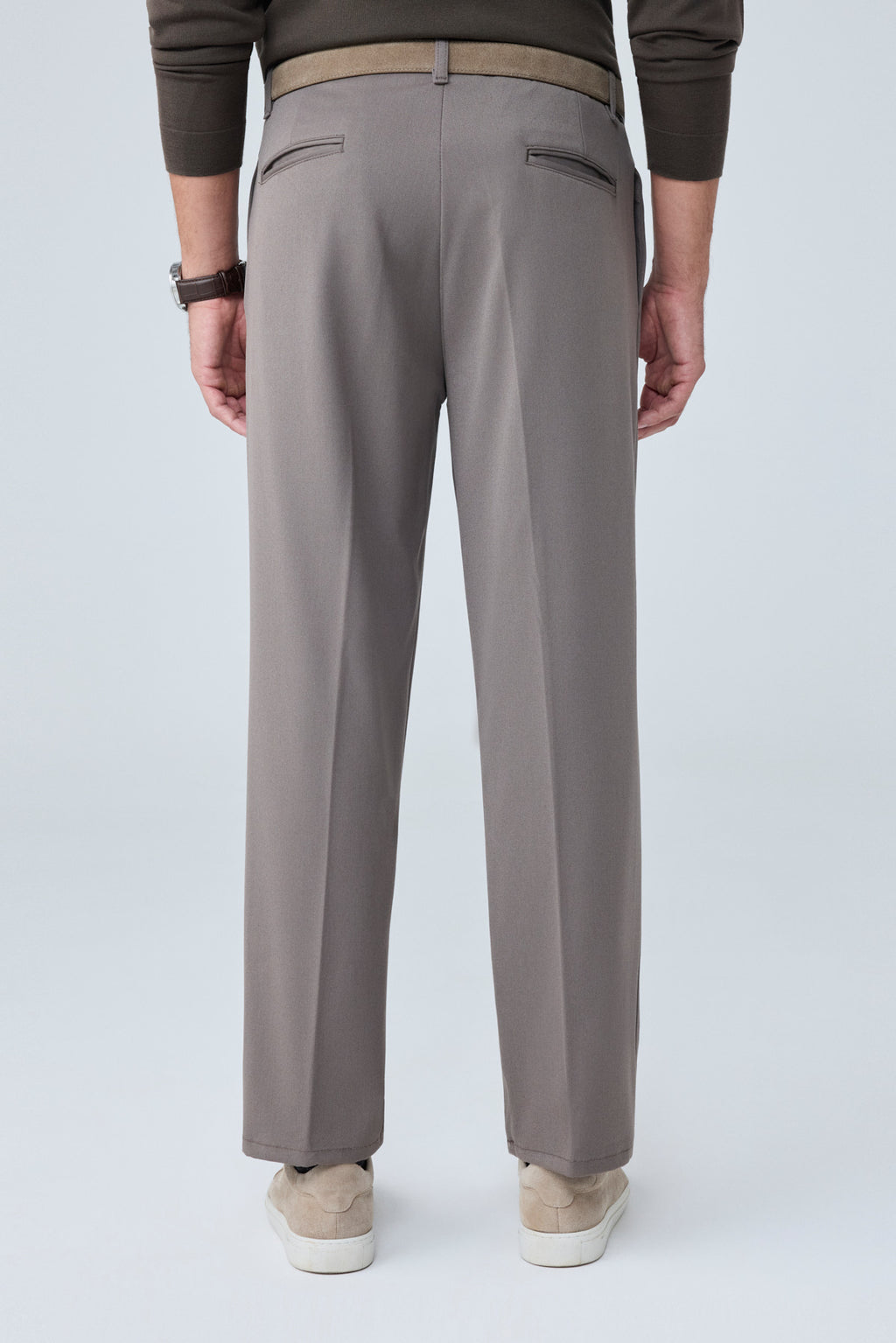 Erkek Baggy Fit Pileli Kumaş Pantolon Vizon 0172DNGR