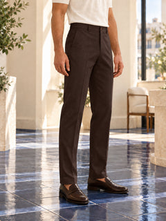 Erkek Comfort Fit Dokulu Chino Pantolon Kahverengi 0173DNGR