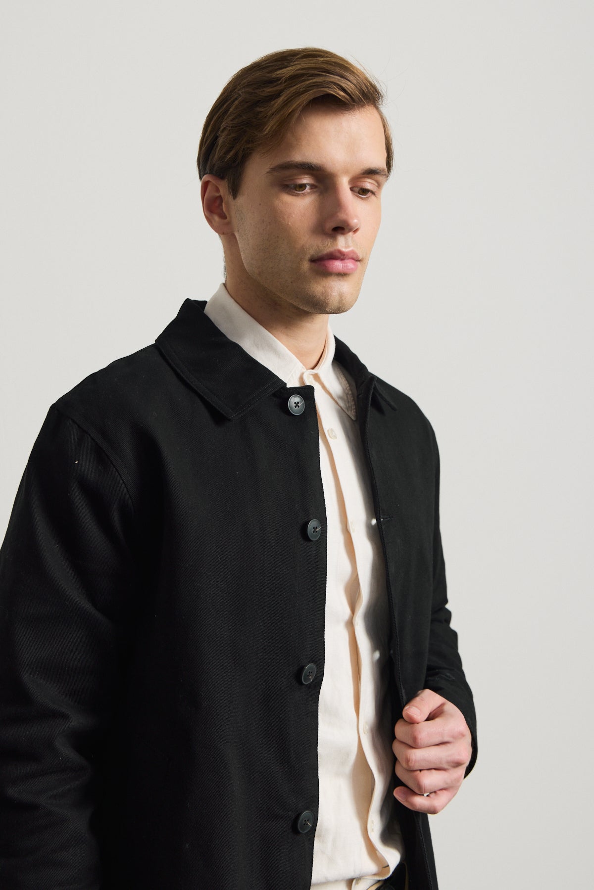 Erkek Relaxed Pamuklu Ceket Siyah