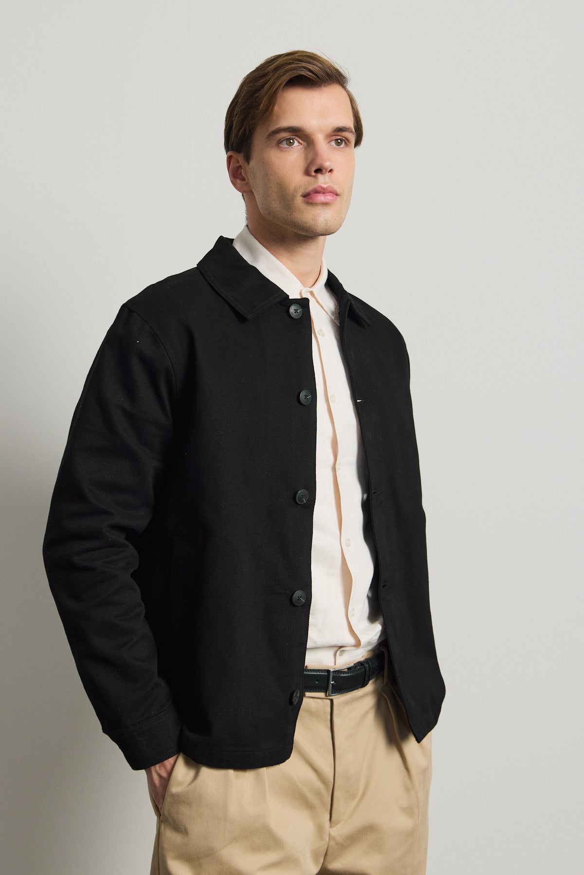 Erkek Relaxed Pamuklu Ceket Siyah