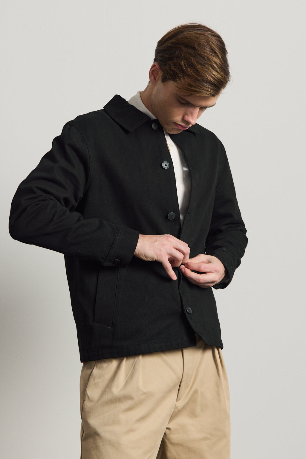 Erkek Relaxed Pamuklu Ceket Siyah