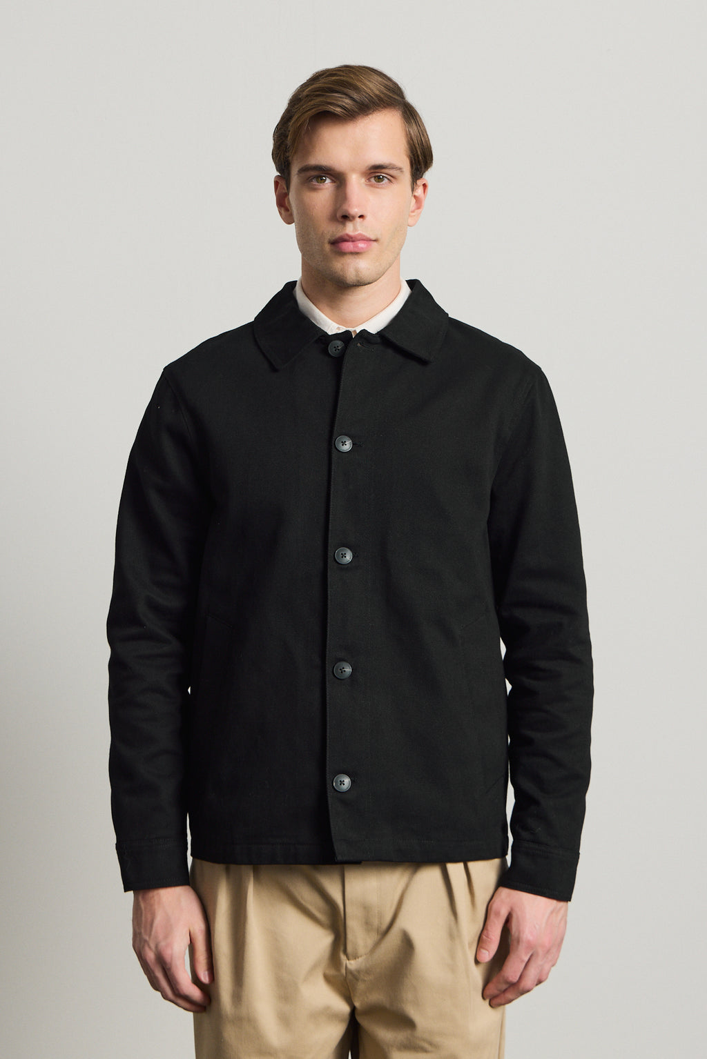 Erkek Relaxed Pamuklu Ceket Siyah