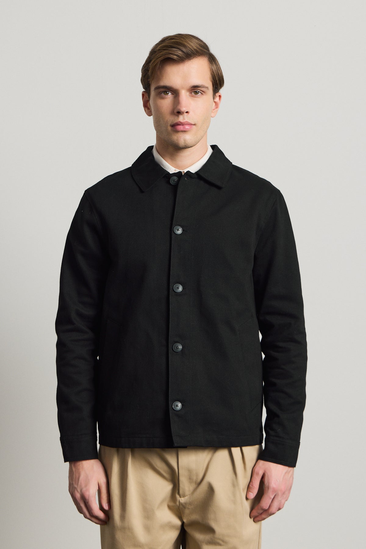Erkek Relaxed Pamuklu Ceket Siyah