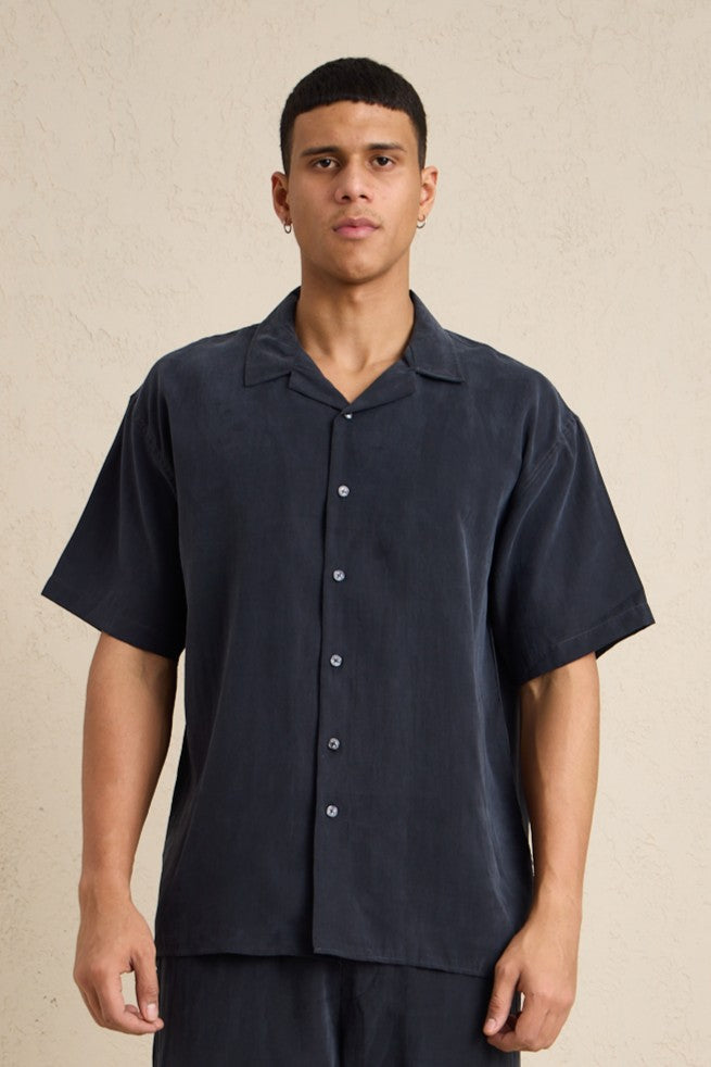 Erkek Modal Kumaş Pantolon Gömlek Takım Siyah