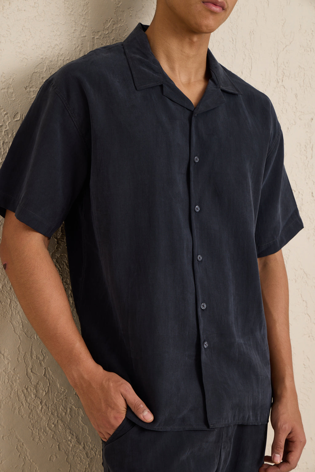 Erkek Modal Kumaş Pantolon Gömlek Takım Siyah