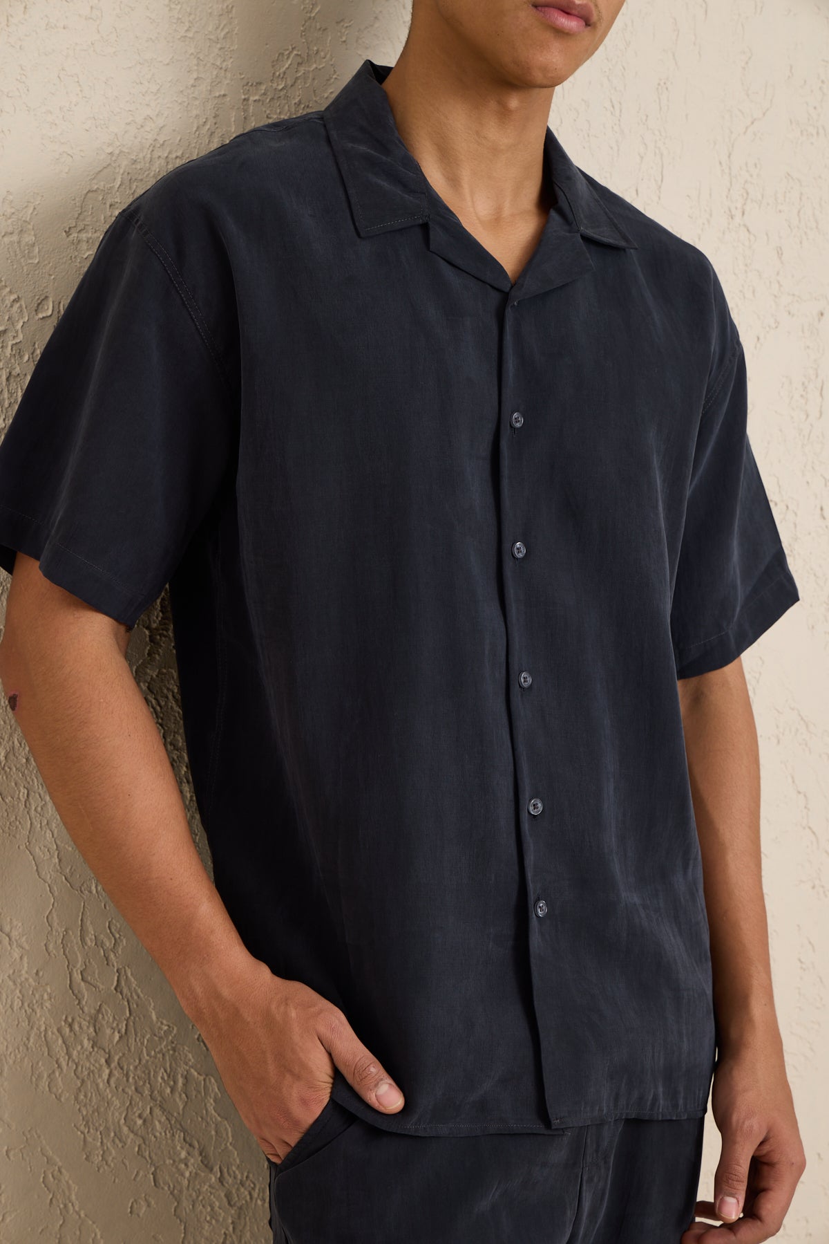 Erkek Modal Kumaş Pantolon Gömlek Takım Siyah