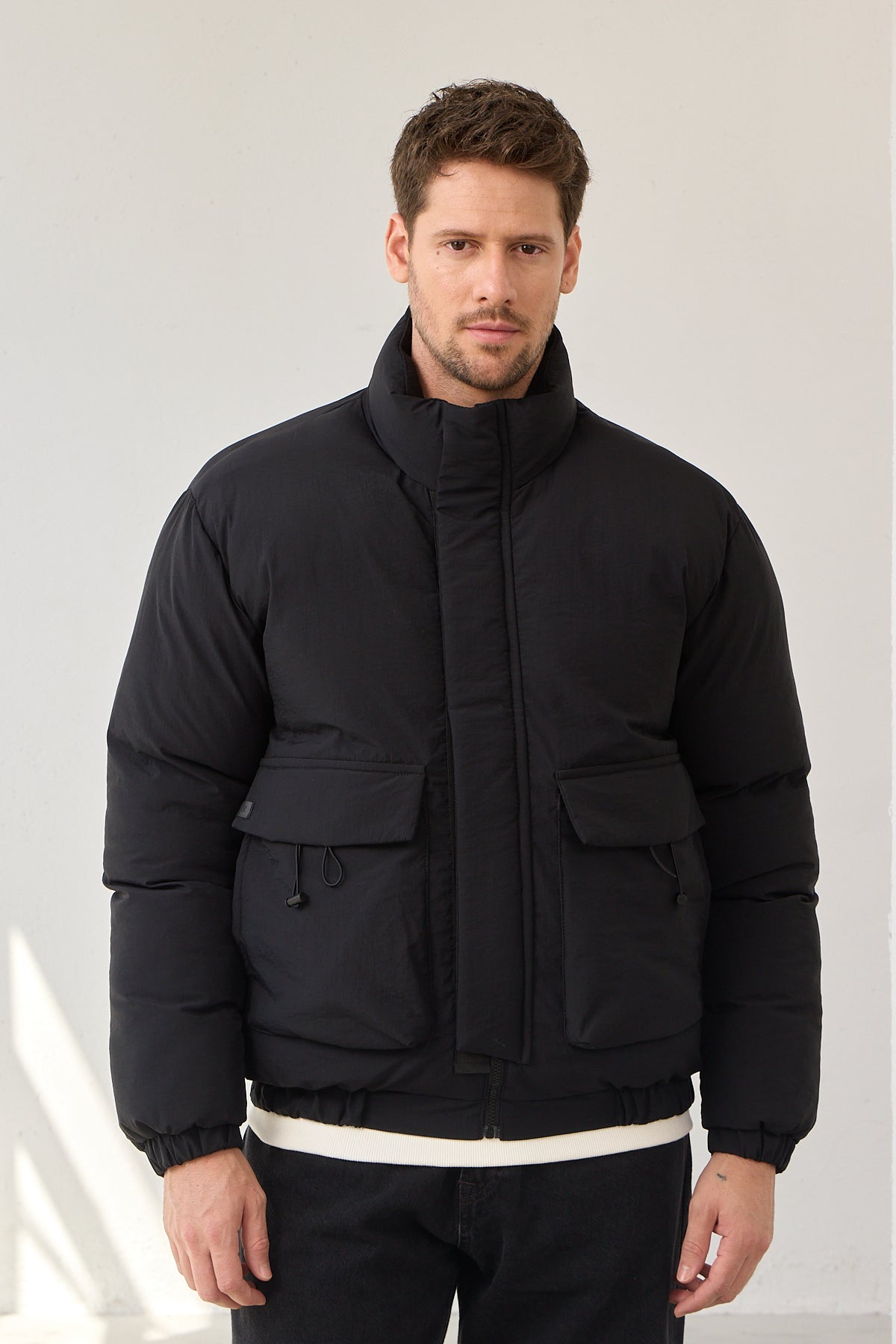 Erkek Torba Cepli Mont Siyah 3821DNGR