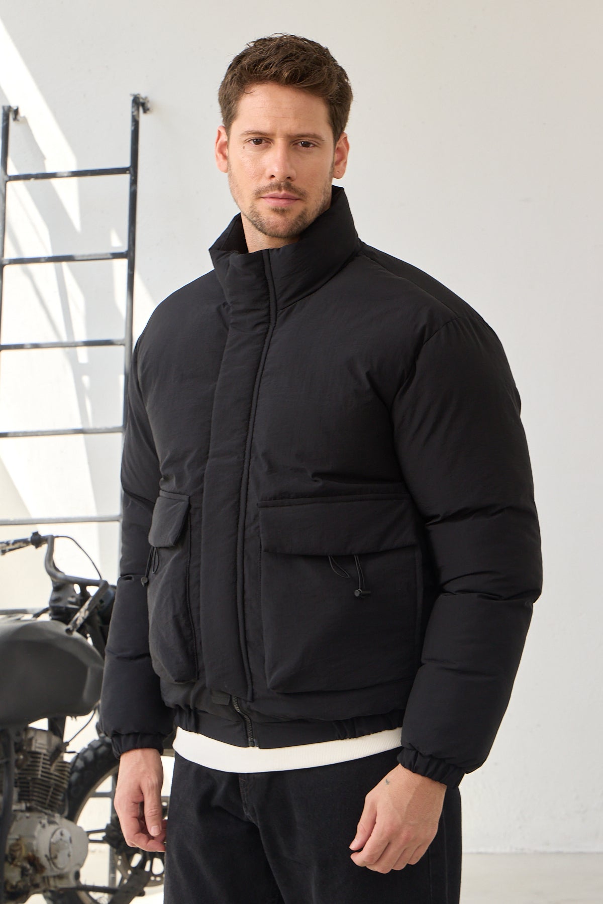 Erkek Torba Cepli Mont Siyah 3821DNGR