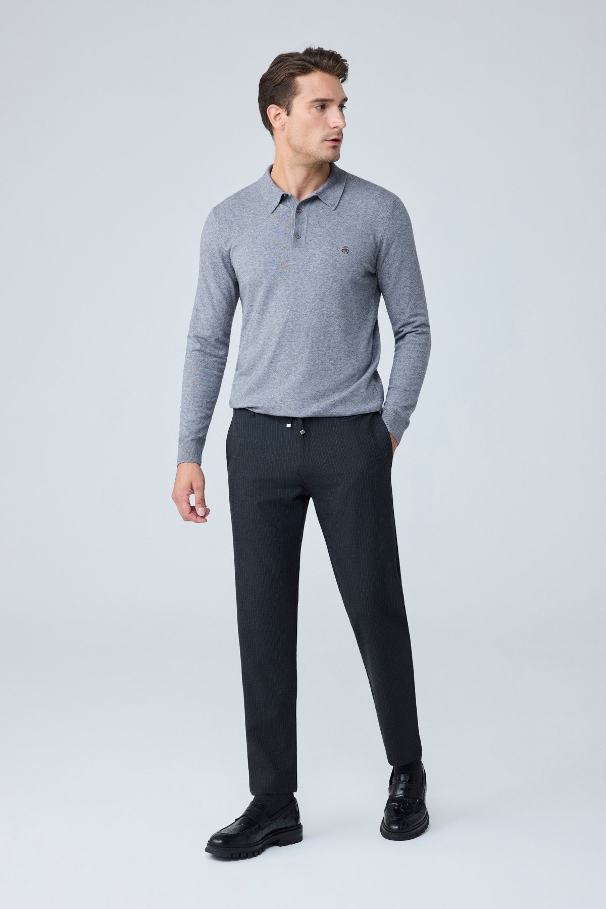Erkek Comfort Fit Siyah Çizgili Jogger Pantolon Esnek Kumaş 0247DNGR