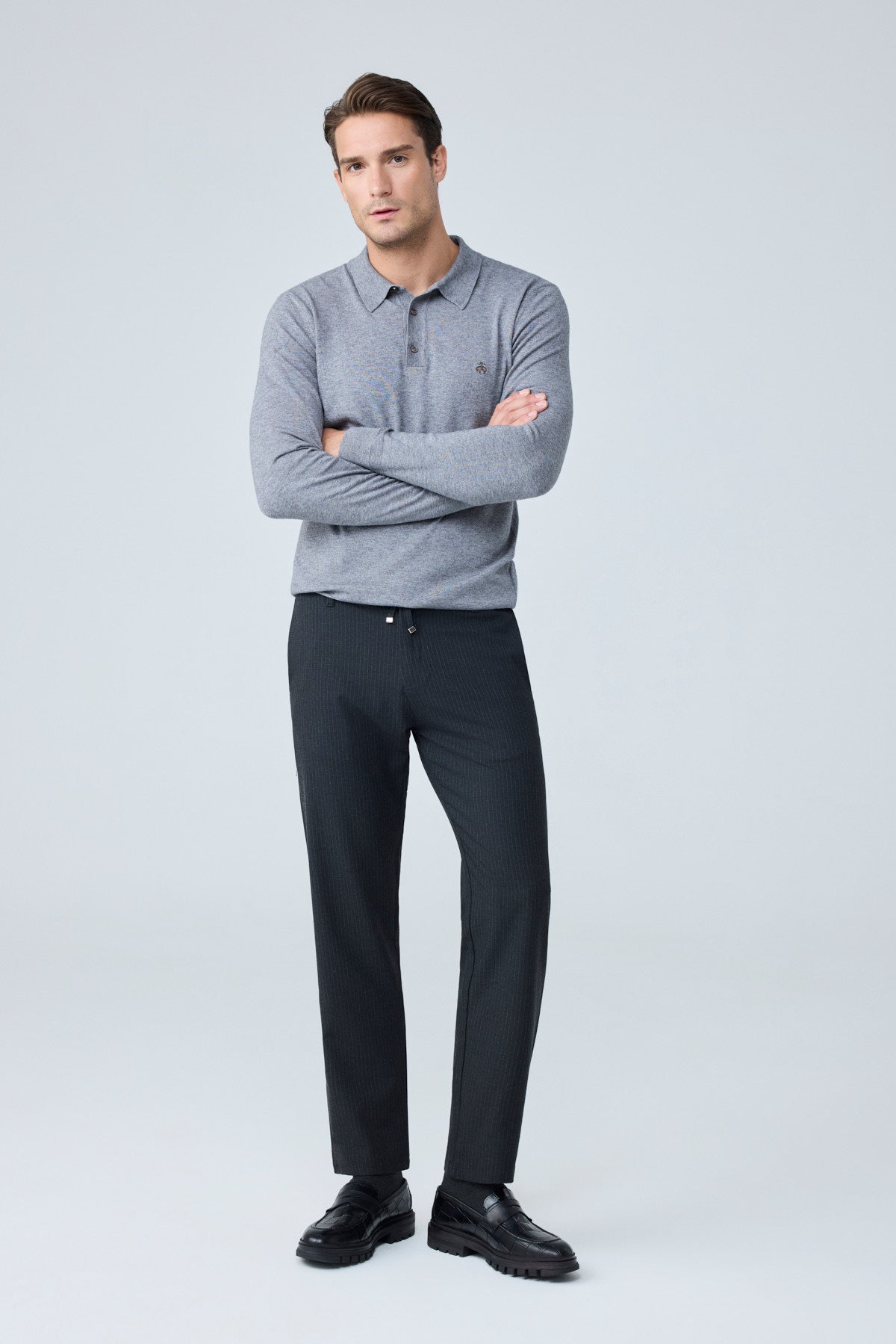Erkek Comfort Fit Siyah Çizgili Jogger Pantolon Esnek Kumaş 0247DNGR