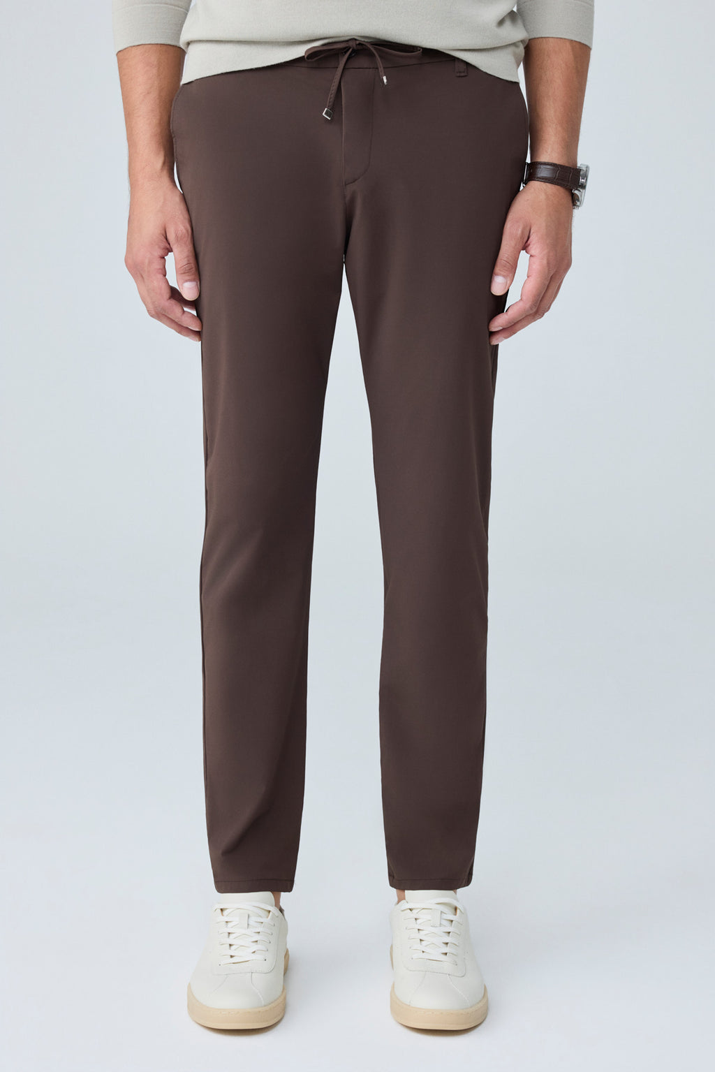 Erkek Premium Poliamid Kumaş Comfort Fit Jogger Kahverengi Pantolon - 252DNGR