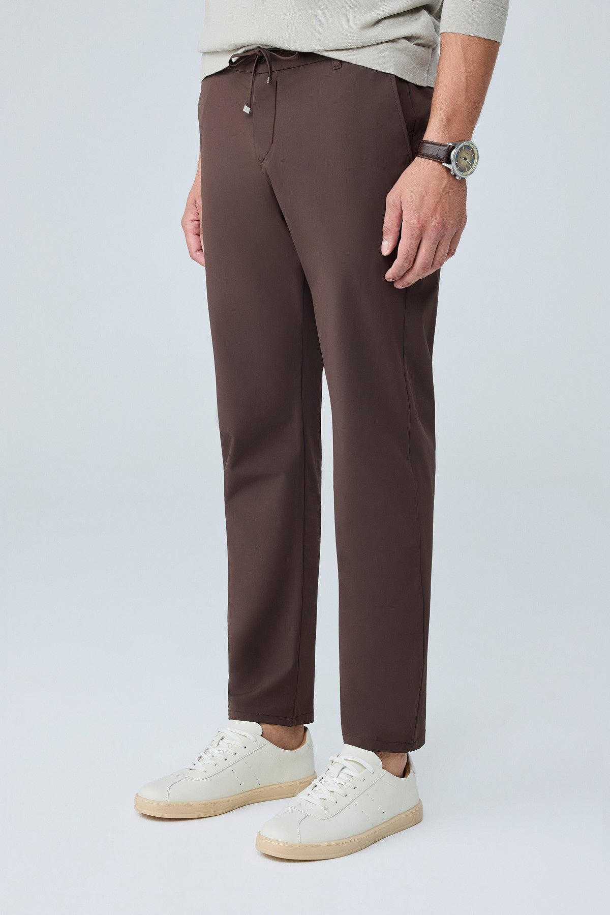 Erkek Premium Poliamid Kumaş Comfort Fit Jogger Kahverengi Pantolon - 252DNGR