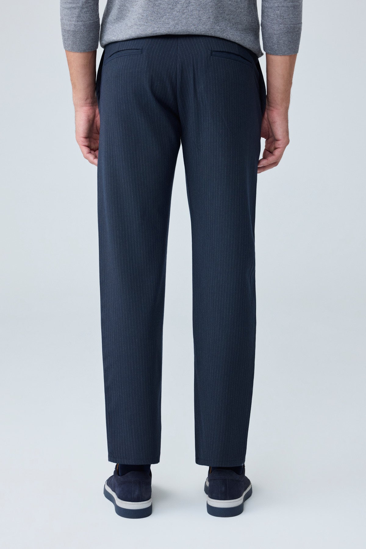 Erkek Comfort Fit Lacivert Çizgili Jogger Pantolon Esnek Kumaş 0247DNGR