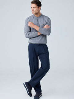 Erkek Baggy Fit Pileli Kumaş Pantolon Lacivert 0172DNGR