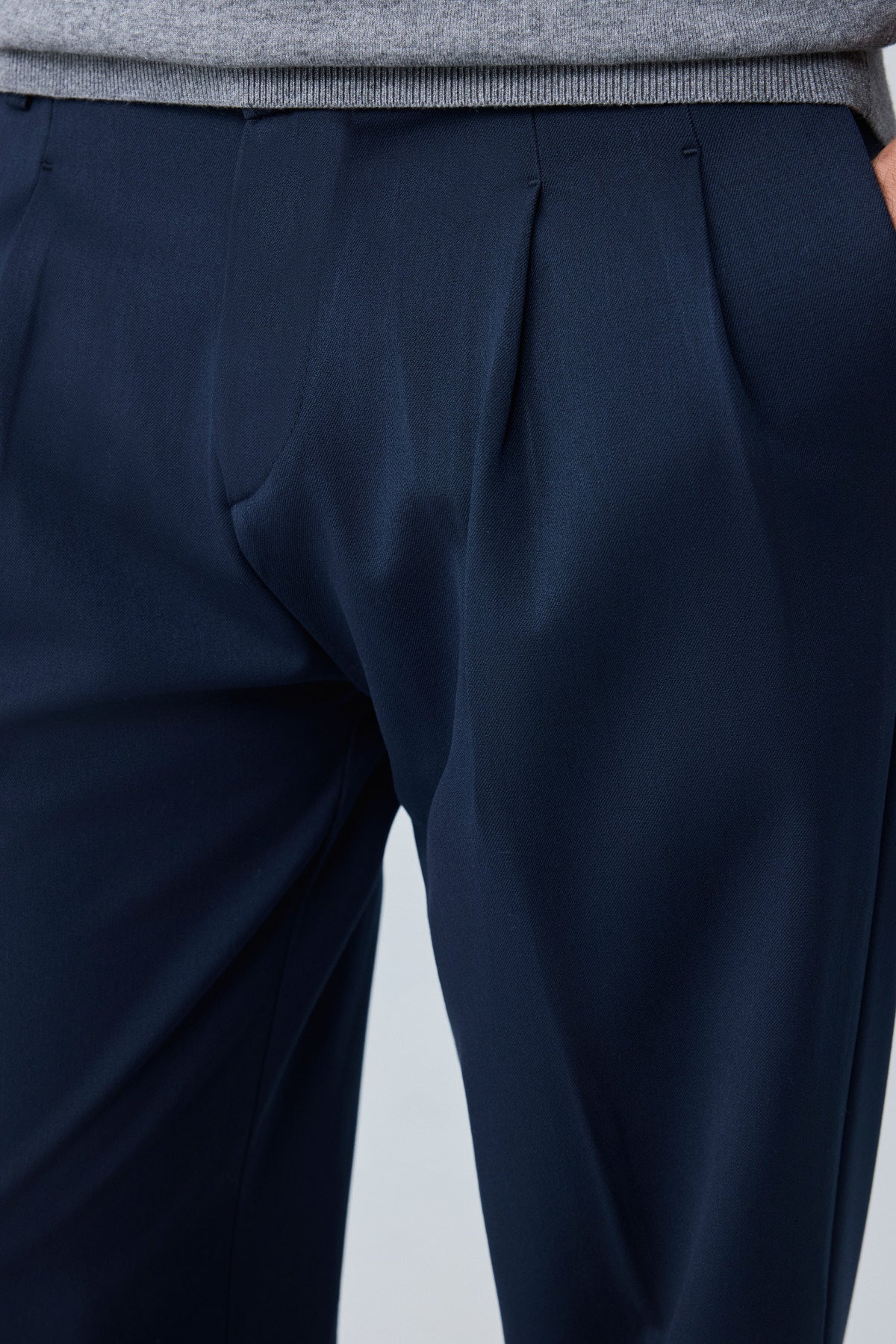 Erkek Baggy Fit Pileli Kumaş Pantolon Lacivert 0172DNGR