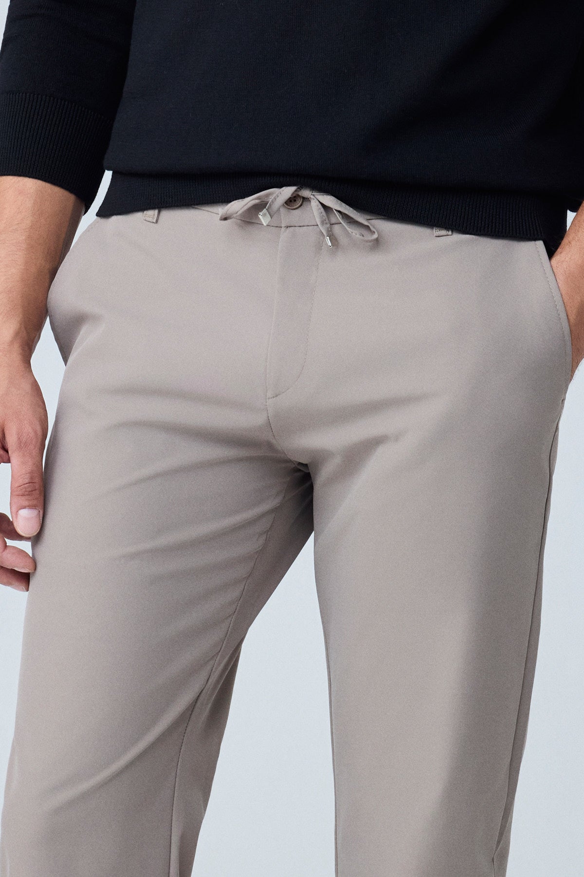Erkek Beli Lastikli Comfort Fit Pantolon Vizon 0170DDNGR