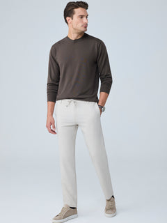 Erkek Comfort Fit Bej Çizgili Jogger Pantolon Esnek Kumaş 0247DNGR