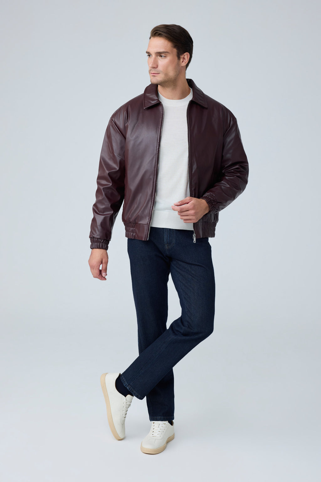 Erkek Limited Edition Deri Mont Ceket Bordo