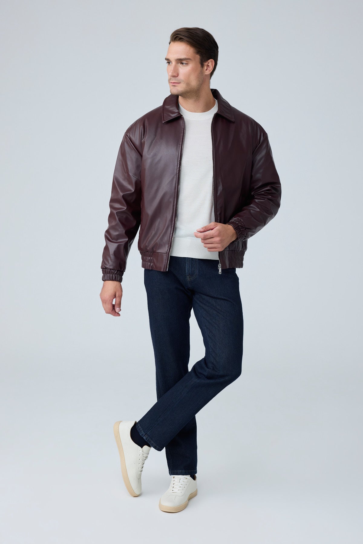 Erkek Limited Edition Deri Mont Ceket Bordo