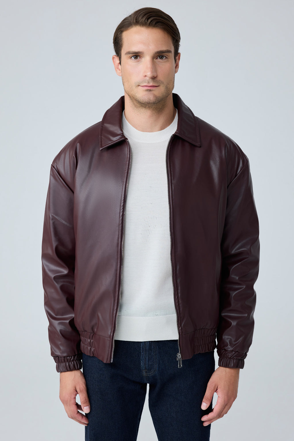 Erkek Limited Edition Deri Mont Ceket Bordo