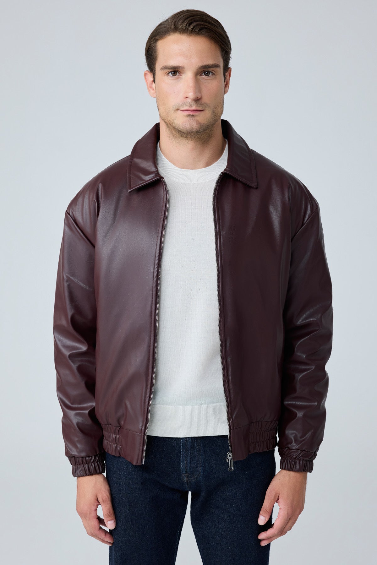 Erkek Limited Edition Deri Mont Ceket Bordo