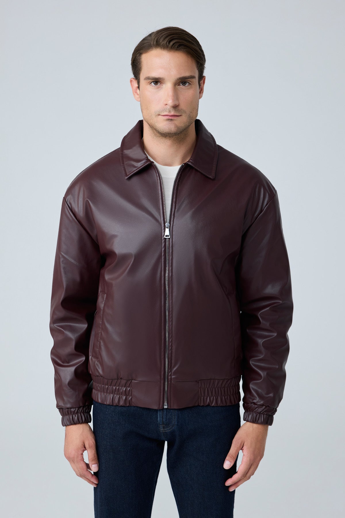 Erkek Limited Edition Deri Mont Ceket Bordo