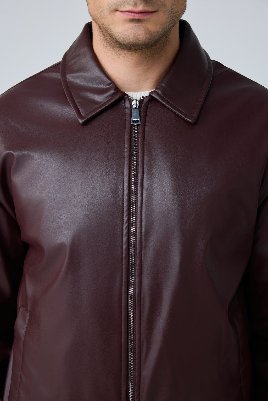 Erkek Limited Edition Deri Mont Ceket Bordo