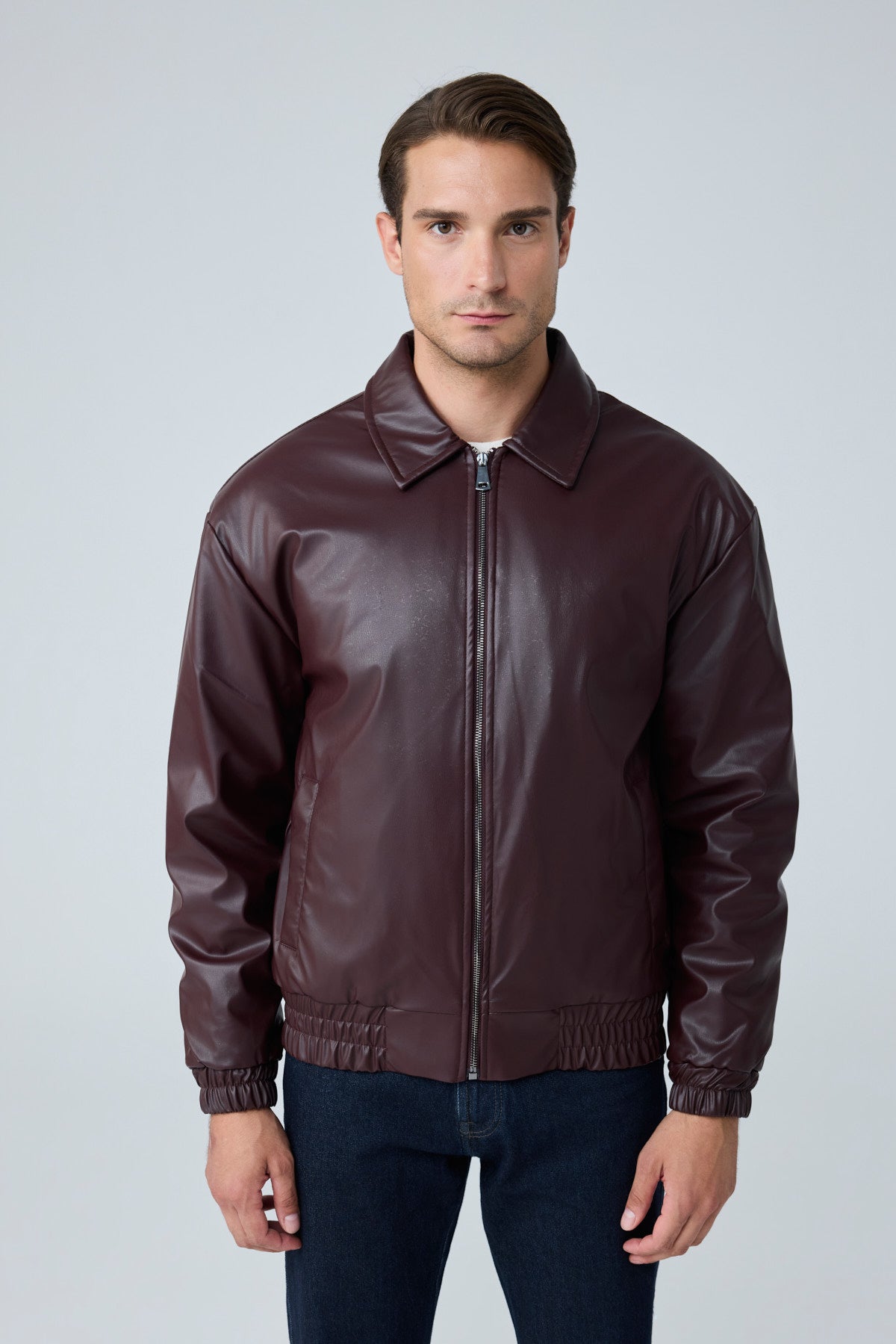 Erkek Limited Edition Deri Mont Ceket Bordo
