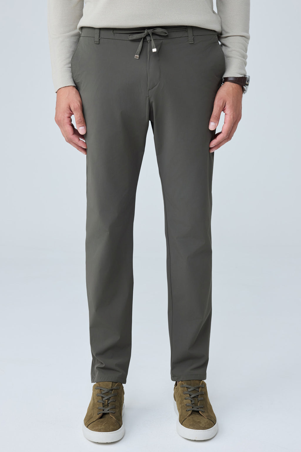 Erkek Premium Poliamid Kumaş Comfort Fit Jogger Haki Pantolon - 252DNGR