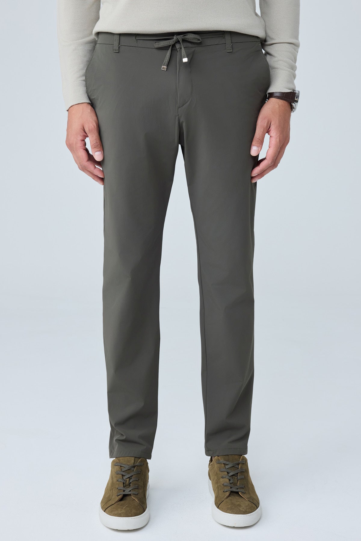 Erkek Premium Poliamid Kumaş Comfort Fit Jogger Haki Pantolon - 252DNGR