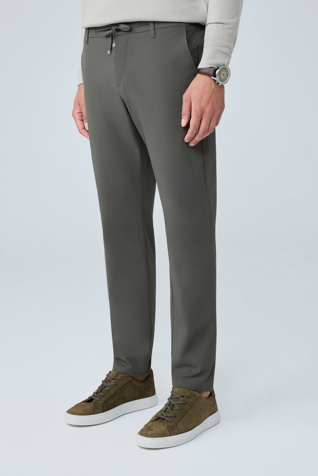 Erkek Premium Poliamid Kumaş Comfort Fit Jogger Haki Pantolon - 252DNGR