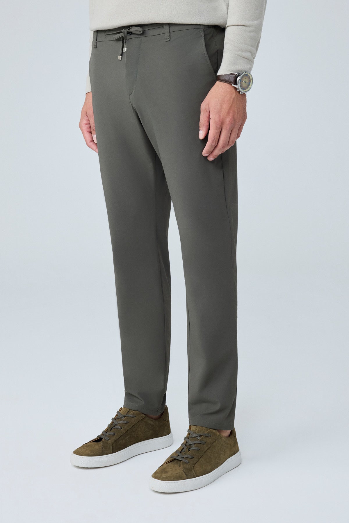 Erkek Premium Poliamid Kumaş Comfort Fit Jogger Haki Pantolon - 252DNGR