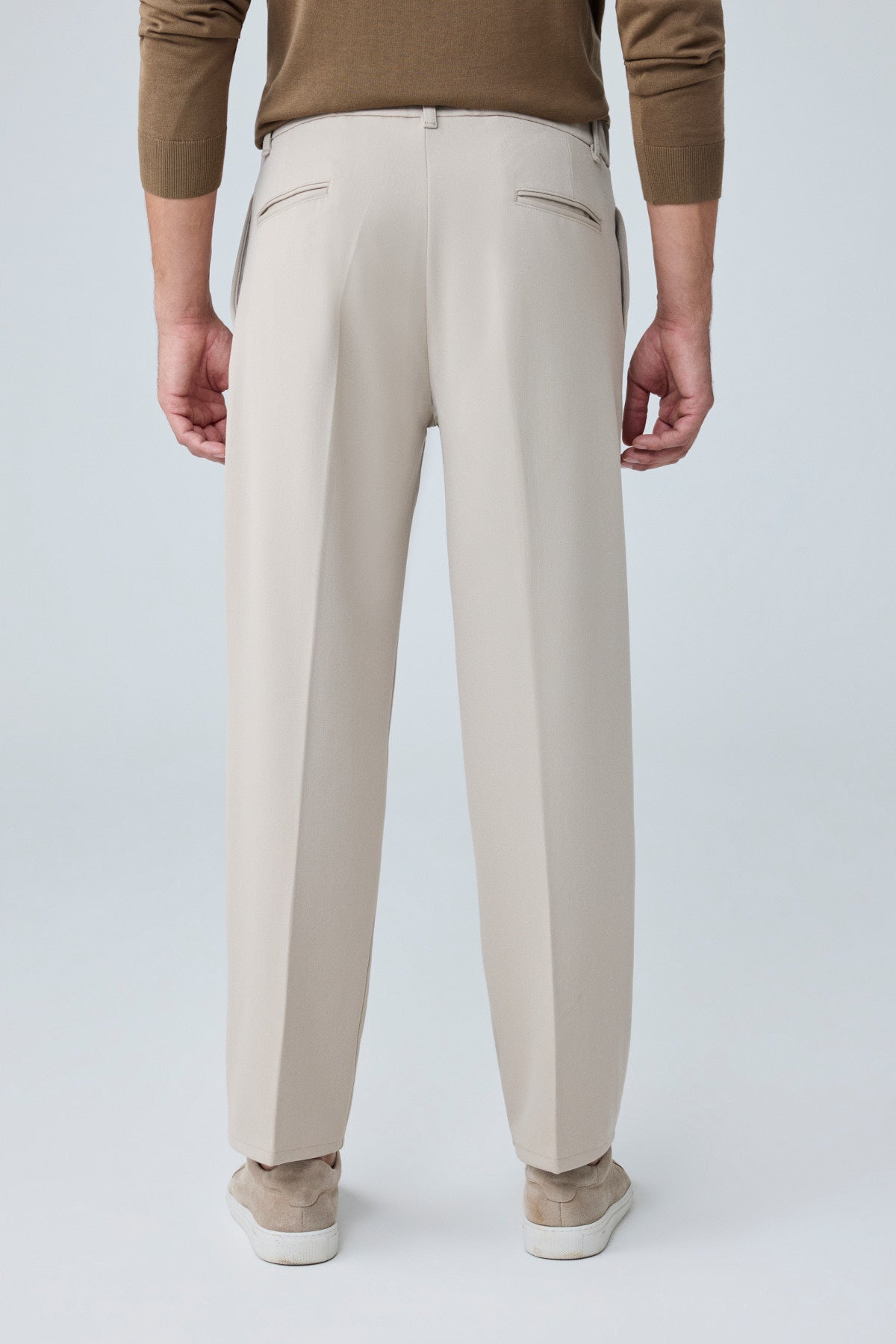 Erkek Baggy Fit Pileli Kumaş Pantolon Bej 0172DNGR