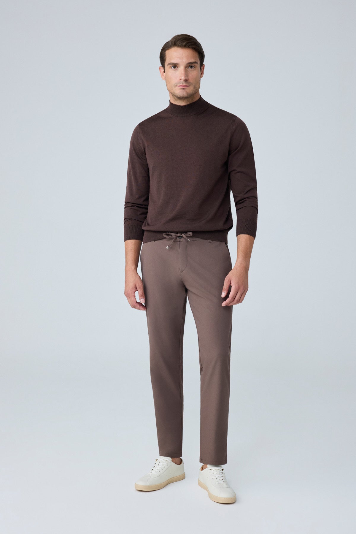 Erkek Beli Lastikli Comfort Fit Pantolon Kahverengi 0170DDNGR