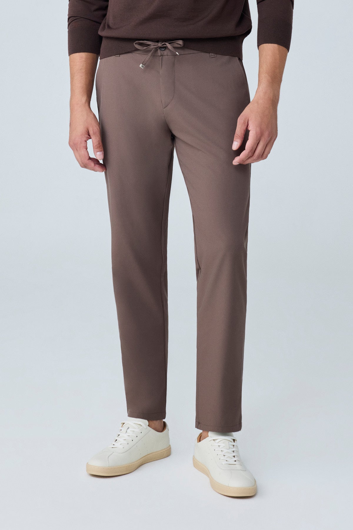 Erkek Beli Lastikli Comfort Fit Pantolon Kahverengi 0170DDNGR