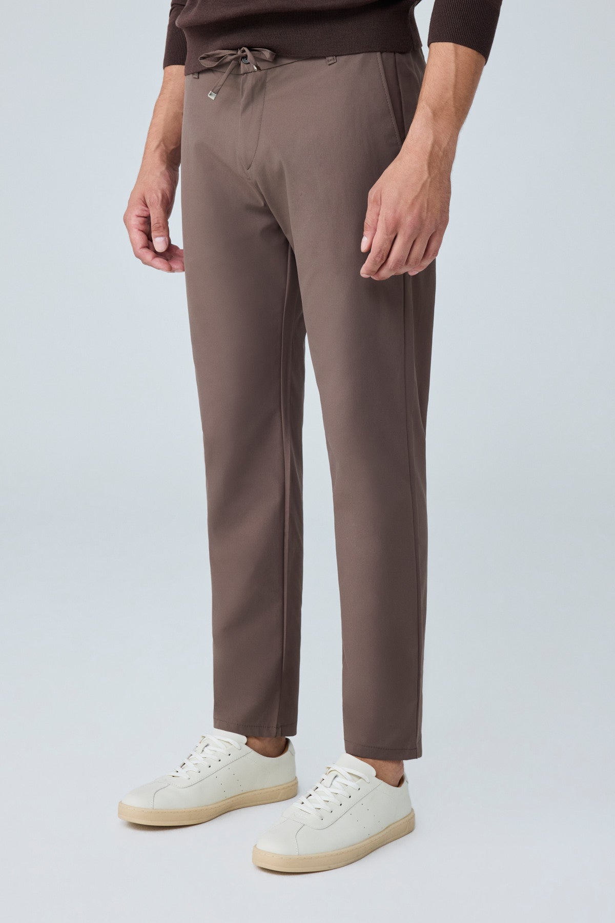 Erkek Beli Lastikli Comfort Fit Pantolon Kahverengi 0170DDNGR