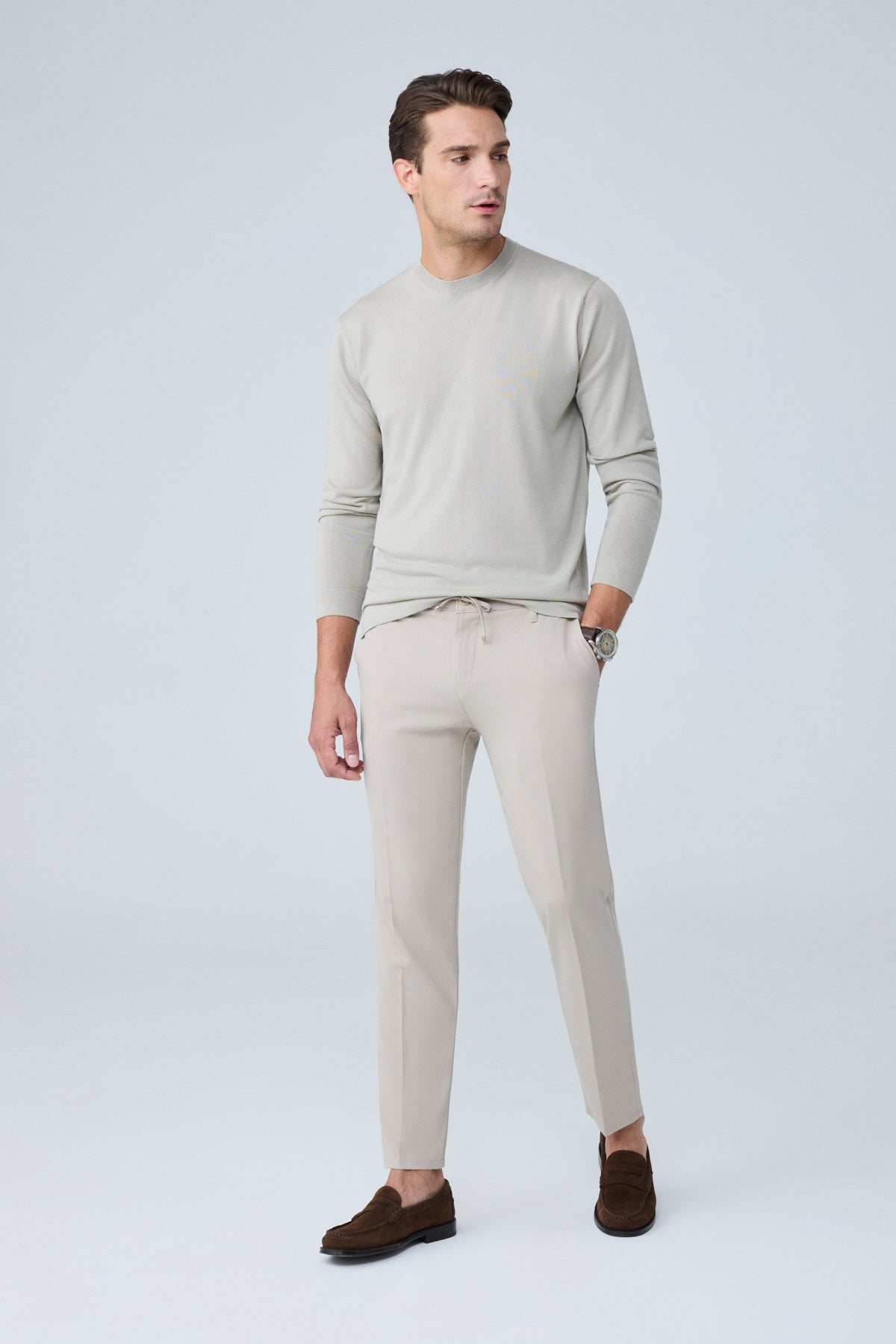 Erkek Comfort Fit Bej Jogger Pantolon | Esnek Kumaş Günlük Rahat Kesim – 169DNGR