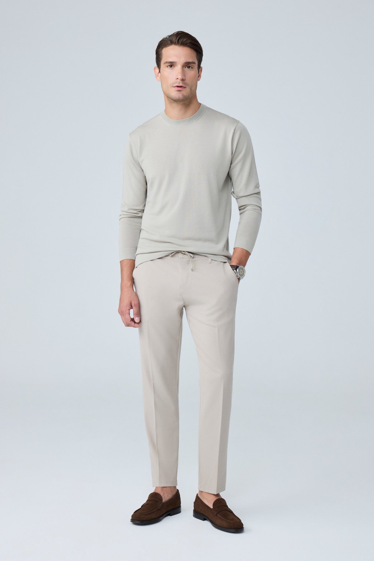 Erkek Comfort Fit Bej Jogger Pantolon | Esnek Kumaş Günlük Rahat Kesim – 169DNGR