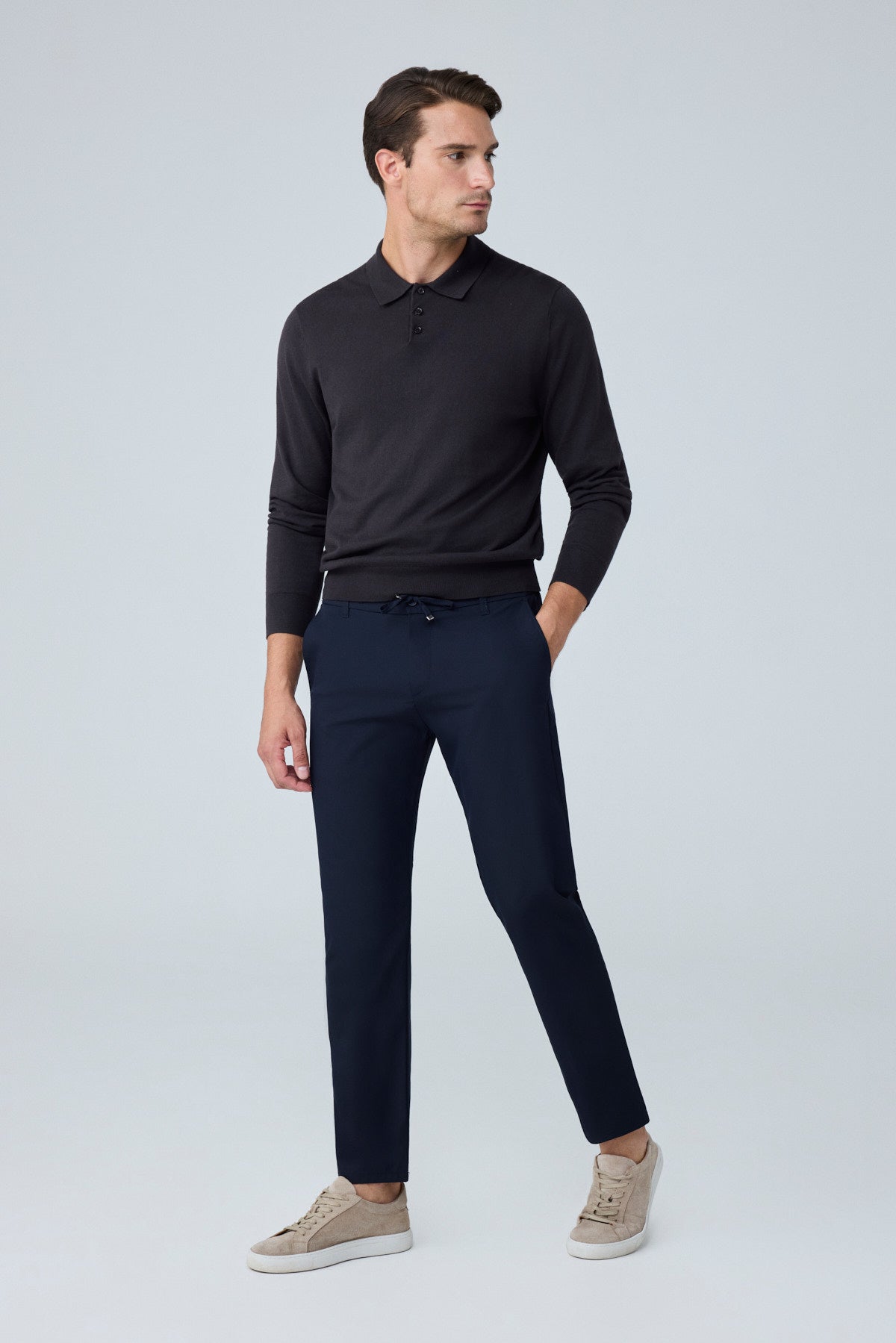 Erkek Beli Lastikli Comfort Fit Pantolon Lacivert 0170DDNGR