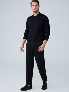 Erkek Baggy Fit Pileli Kumaş Pantolon Sİyah 0172DNGR