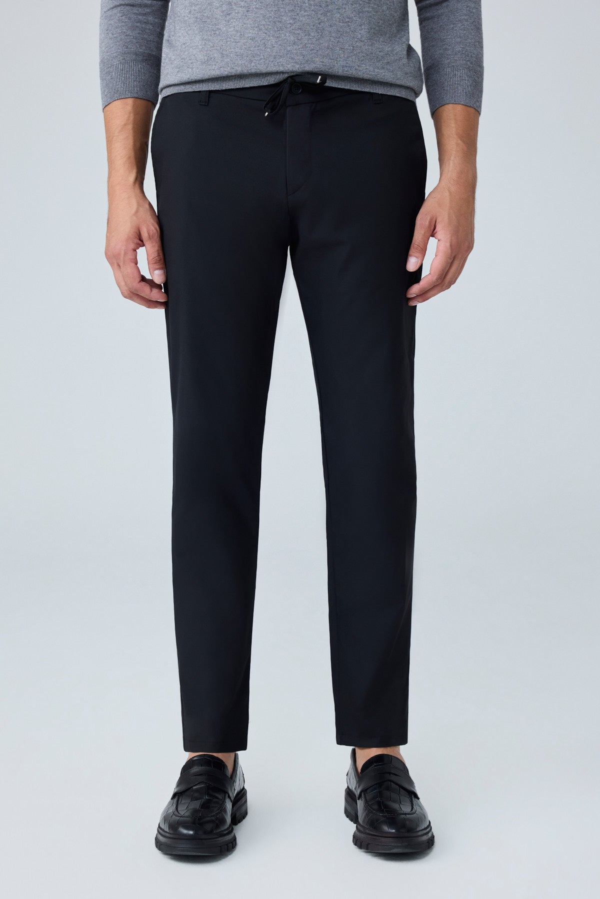 Erkek Premium Poliamid Kumaş Comfort Fit Jogger Siyah Pantolon - 252DNGR