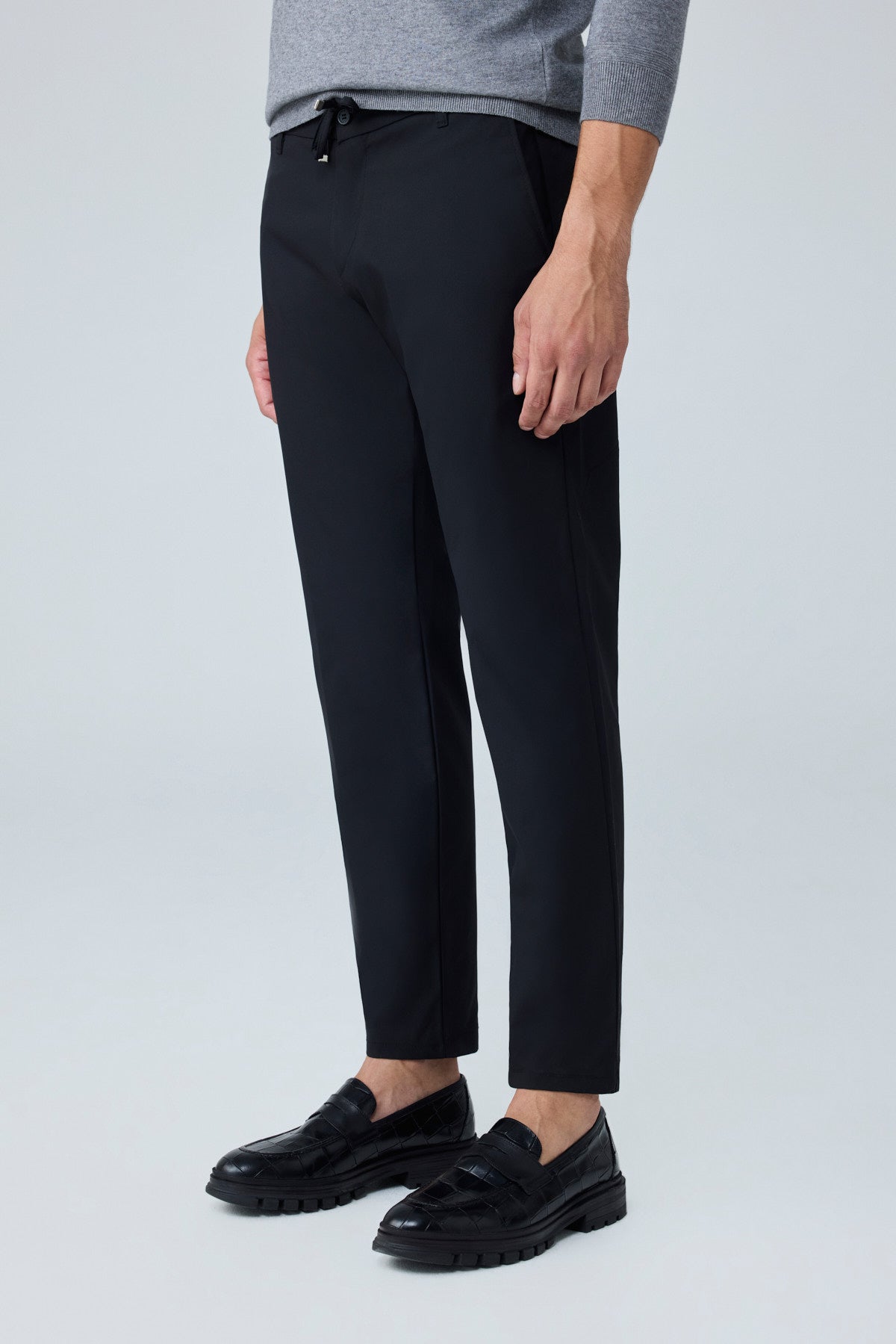 Erkek Premium Poliamid Kumaş Comfort Fit Jogger Siyah Pantolon - 252DNGR
