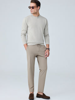 Erkek Premium Poliamid Kumaş Comfort Fit Jogger Bej Pantolon - 252DNGR