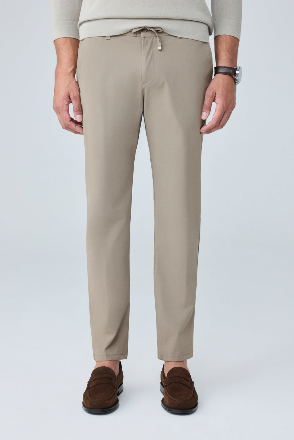 Erkek Premium Poliamid Kumaş Comfort Fit Jogger Bej Pantolon - 252DNGR