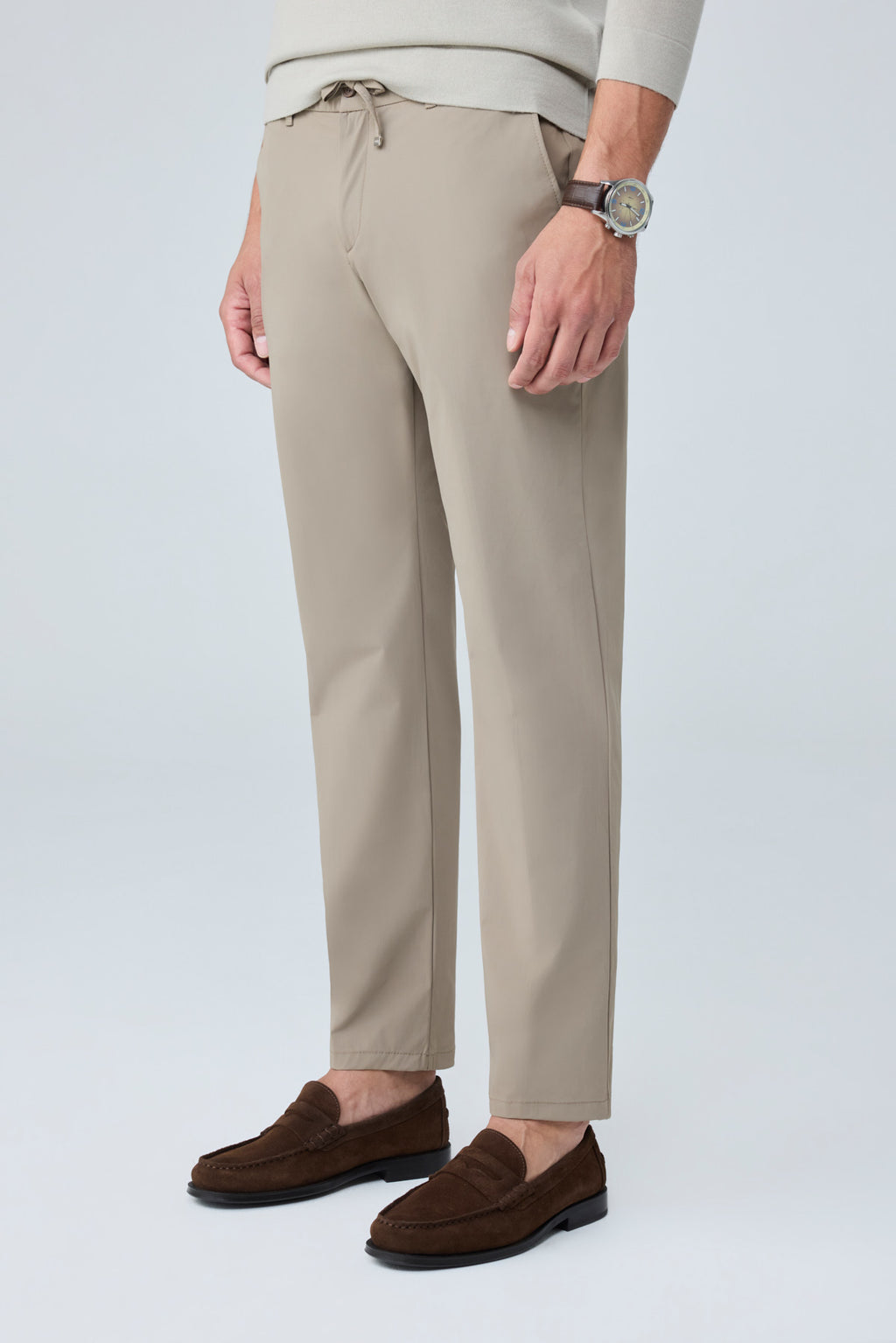 Erkek Premium Poliamid Kumaş Comfort Fit Jogger Bej Pantolon - 252DNGR
